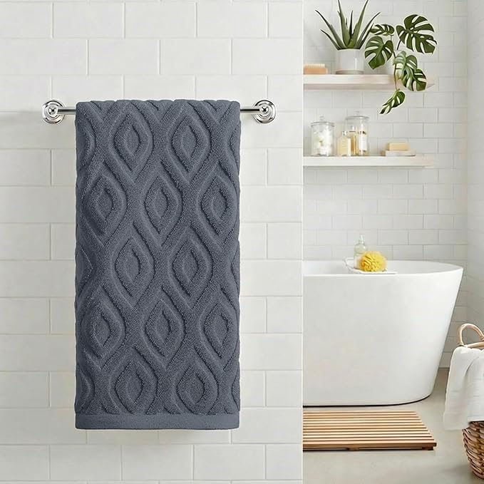 Artoid Mode 1 Pc Grey 3D Diamond Grid Jacquard Hand Towels - Image 2