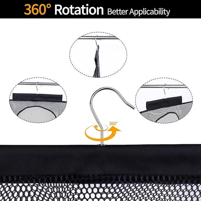 Breathable Mesh Laundry Hamper, Bringing Hooks Foldable Hanging Shower Caddy - Image 3