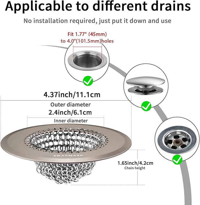 Shower Drain Hair Catcher, Fast Drainage & Easy Clean Bathtub Drain Cover - Image 2