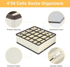 Joyoldelf Sock Drawer Organizer Divider Underwear Organizer 24-cell Fabric - Image 3