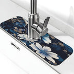 Blue flowers Kitchen sink faucet pad, strong water absorption, anti slip by Unknown