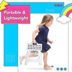 Delxo Folding Step Stool,11 Inch Non-Slip Foldable Step Stools for Kids and Adults,Portable Foldable Step Stool Lightweight Small Folding Stool with Handle for Kitchen Bathroom in White,1 Pack - Image 2