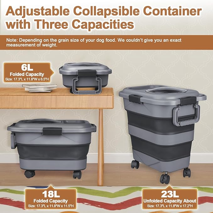Dog Food Storage Container，10-25 lbs Airtight Collapsible Cat Food Storage - Image 2