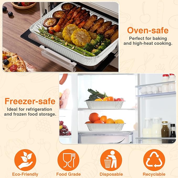 Gladify Aluminum Foil Pans 9x13 Disposable Baking Pans 30 Pack Heavy Duty Half - Image 6