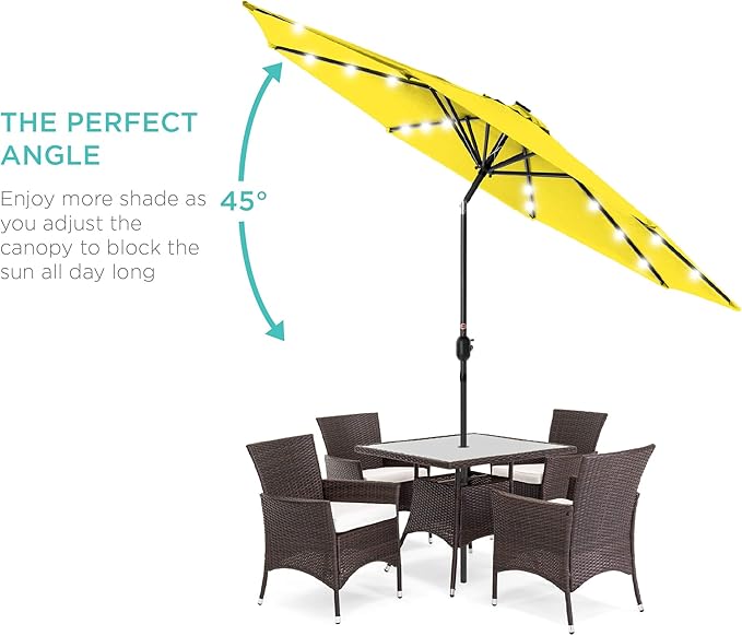 Best Choice Products 10ft Solar Polyester LED Lighted Patio Umbrella w/Tilt Adjustment and UV-Resistant Fabric - Image 2