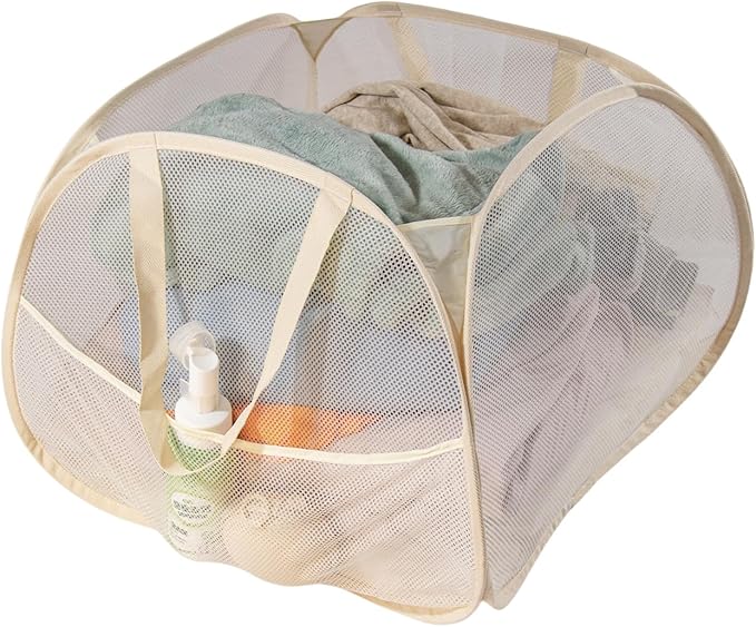 Collapsible Laundry Basket 90L, Foldable Mesh Pop-up Laundry Hamper by LUANMEET