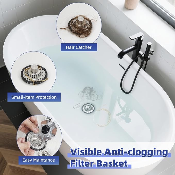 Universal Bathtub Drain Stopper Shower Drain Hair Catcher, Tub Stopper - Image 2