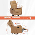 Sweetcrispy Recliner Chair, 360 Swivel Rocker Chair for Adults, Glider Rocker Recliners, Nursery Chairs for Living Room, High Back, Upholstered Deep Seat, Classical Brown - Image 2
