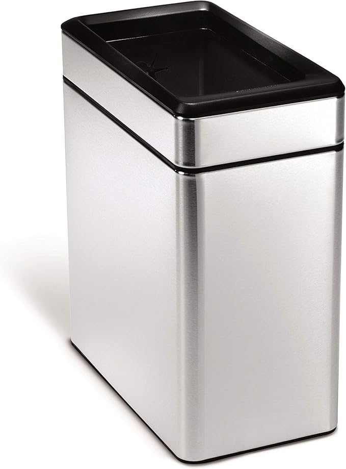simplehuman 10 Liter / 2.6 Gallon Profile Open Trash Can, Slim Trash Can by Simplehuman