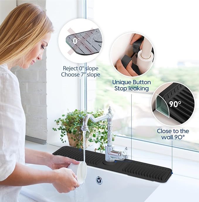 24 Inch Silicone Faucet Mat for Kitchen Sink Splash Guard - Image 5