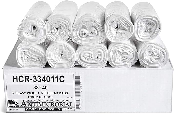 Aluf Plastics High Density Trash Bags, 33 Gallon, 11 Micron, by AlufPlastics