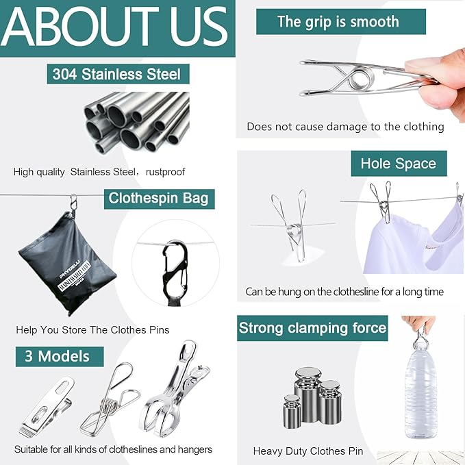 Stainless Steel Clothes Pins Heavy Duty Outdoor, Mini Laundry Clothespins - Image 6