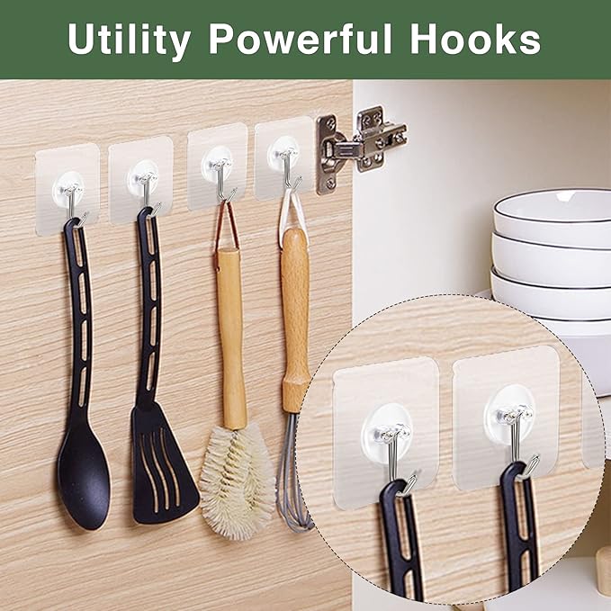 AROIC 58 Packs Adhesive Hooks for Hanging, Hook Heavy Duty Self Adhesive Wall - Image 2