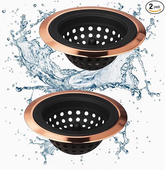 Mi hogar Silicone Sink Drain Strainer 2 Pack, 4.5” Wide Rim Stainless Steel by Mi+hogar