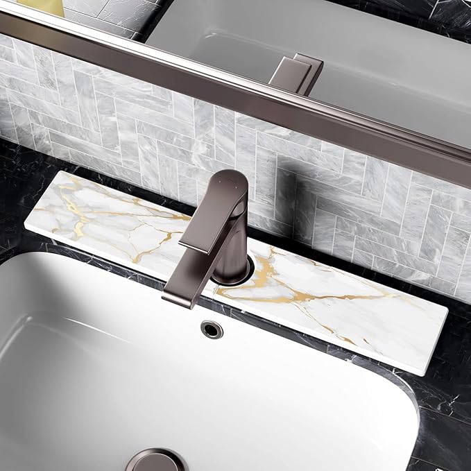 Mrcrypos Stone Faucet Mat for Kitchen Sink, 15.7" Fast Drying Sink Splash Guard by Mrcrypos