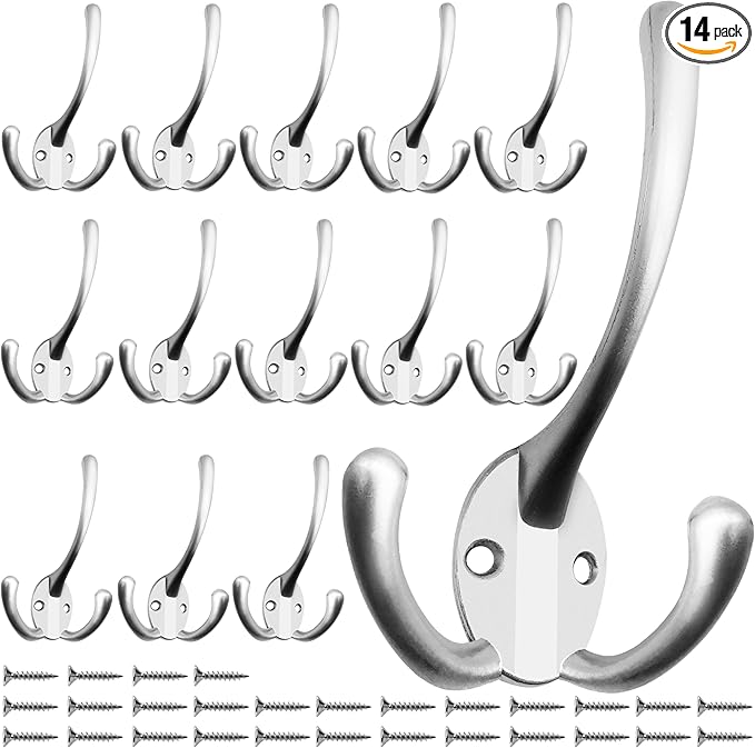 IBosins 14 Pack Big Triple Coat Hooks Wall Mounted by IBosins
