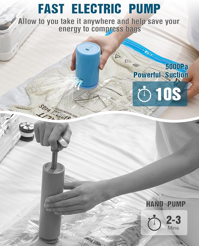 Vacuum Storage Bags for Travel, 8 Pack Vacuum Seal Bags - Image 3