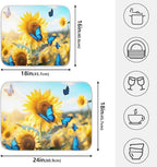 Blooming Sunflowers Blue Butterfly03 Dish Drying Mat - Image 2