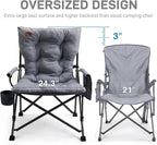 EVER ADVANCED Padded Oversized Folding Camping Chair for Adults, Heavy Duty Lawn Chair with Side Pockets, Portable Collapsible Quad Chair for Outside, Support Up to 500lbs, Grey - Image 3