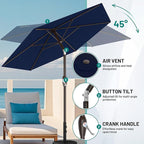 AreShark 7.5FT Patio Umbrella Table Market Umbrella with 6 Sturdy Ribs, Button Tilt/Crank Heavy-Duty Round Outdoor Umbrellas for Garden, Deck, Backyard,and Pool, Navy - Image 6