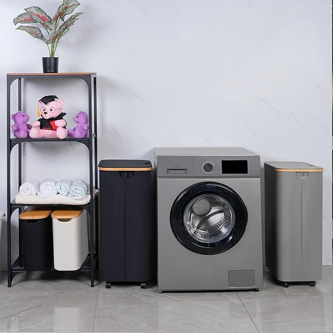 Laundry Basket with Wheels, 110L Black Clothes Hamper - Image 6