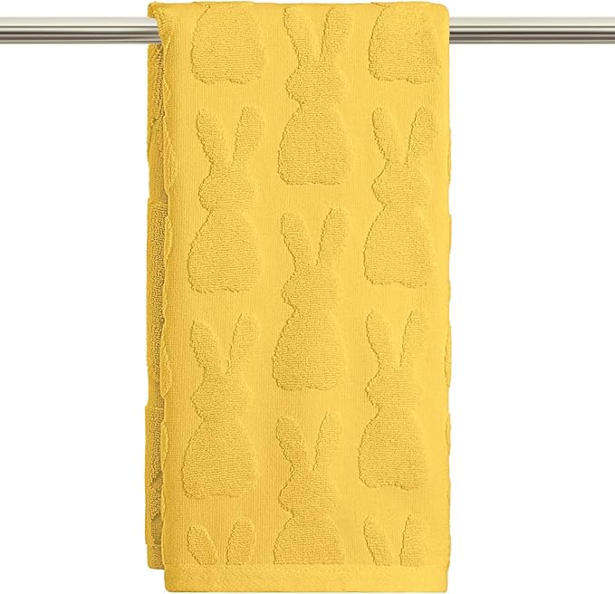 Artoid Mode 1 Pc Yellow 3D Rabbit Jacquard Easter Hand Towels by ArtoidMode
