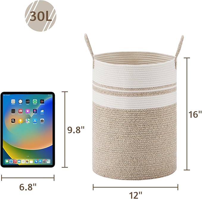 VIPOSCO Tall Laundry Hamper, Woven Rope Storage Basket - Image 5