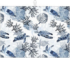 Navy Blue White Sea Turtle & Coral Dish Drying Mats by Unknown
