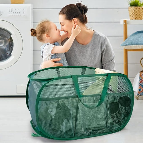 2 Pack Collapsible Laundry Baskets, Upgrade Pop Up Laundry Hamper - Image 2