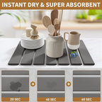 Stone Dish Drying Mat for Kitchen Counter, 15.5''x11.8'' Foldable Quick Dry - Image 3