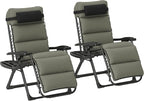 Outsunny Zero Gravity Chairs Set of 2, Reclining Folding Zero Gravity Lounge Chair, Outdoor Lounge Chairs with Removable Cushion, Headrest, and Cup Phone Holder Tray for Patio, Beach, Gray by Outsunny