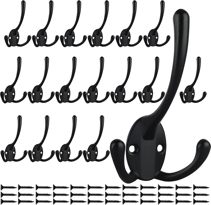 IBosins 18 Pack Big Heavy Duty Three Prongs Coat Hooks Wall Mounted by IBosins