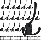 IBosins 18 Pack Big Heavy Duty Three Prongs Coat Hooks Wall Mounted by IBosins