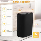 Bathroom Trash Can with Lid 5 Gallon Black Motion Senor Automatic Garbage Cans - Image 2