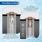 Hibbent Upgraded 3 in 1 Bathroom Sink Drain Strainer, Universal Pop Up Stopper - Image 3
