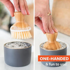 Full Circle Bubble Up Bamboo Dish Brush & Ceramic Soap Dispenser – Family Safe - Image 7