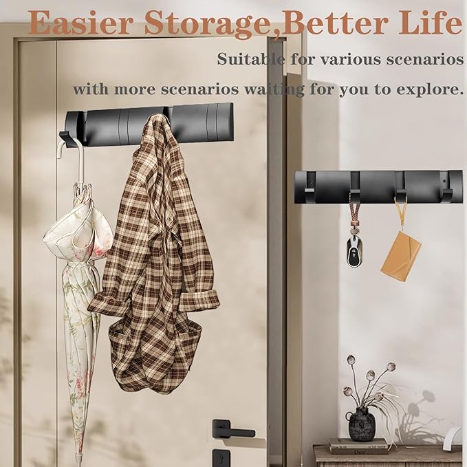 Folding Coat Hooks, Wall Mounted Coat Rack - Image 6