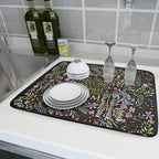Vintage Microfiber Dish Drying Mat Wildflowers Leaves Absorbent Dry Mat - Image 6
