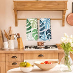 Boho Tropical Kitchen Towels Set of 2, Palm Leaf Botanical Dish Tea Towels - Image 2