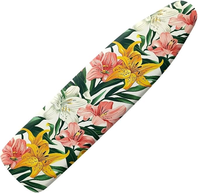 Colorful Floral Ironing Board Cover Heavy Duty Padded, Standard Size 15 x 54 by Vanideaoty