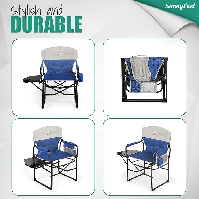 SUNNYFEEL Camping Directors Chair, Heavy Duty,Oversized Portable Folding Chair with Side Table, Pocket for Beach, Fishing,Trip,Picnic,Lawn,Concert Outdoor Foldable Camp Chairs - Image 7