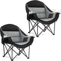 Oversized Camping Chair for Adults - Heavy Duty Outdoor Padded Large Lawn Camp Chair with Cup Holder Cooler Pockets for Sports Beach Fishing Garden Portable Supports 500lbs, Black/Grey 2 Pack by PUVASIA