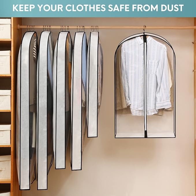 40" Clear Garment Bags for Hanging Clothes, Hanging Clothes Storage Suit Cover - Image 4