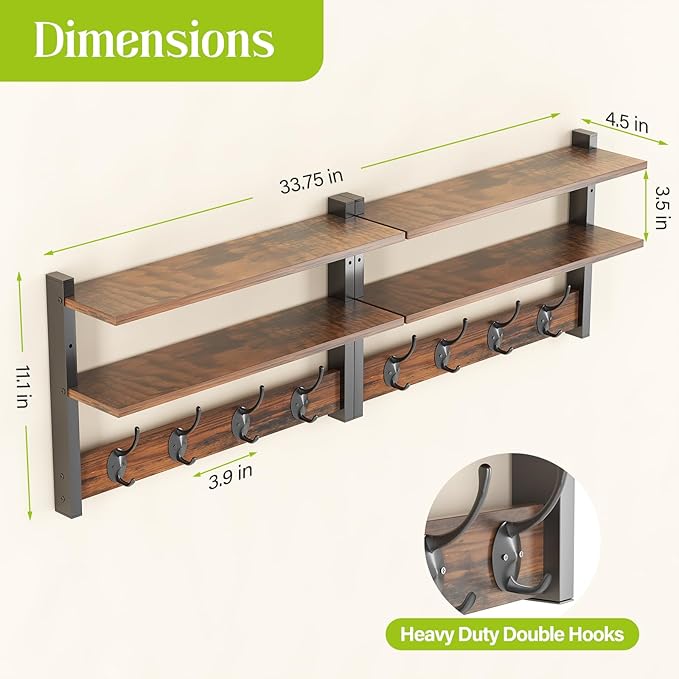 2 Tier Coat Rack Wall Mount - Image 3