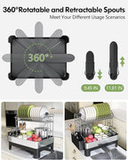 Extra Large Two Tier Stainless Steel Dish Drainer Drying Rack - Image 5