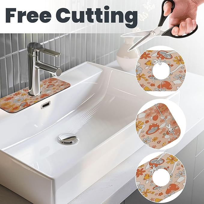 Mushroom Magic Retro Floral Bold Kitchen sink faucet pad, strong water - Image 3