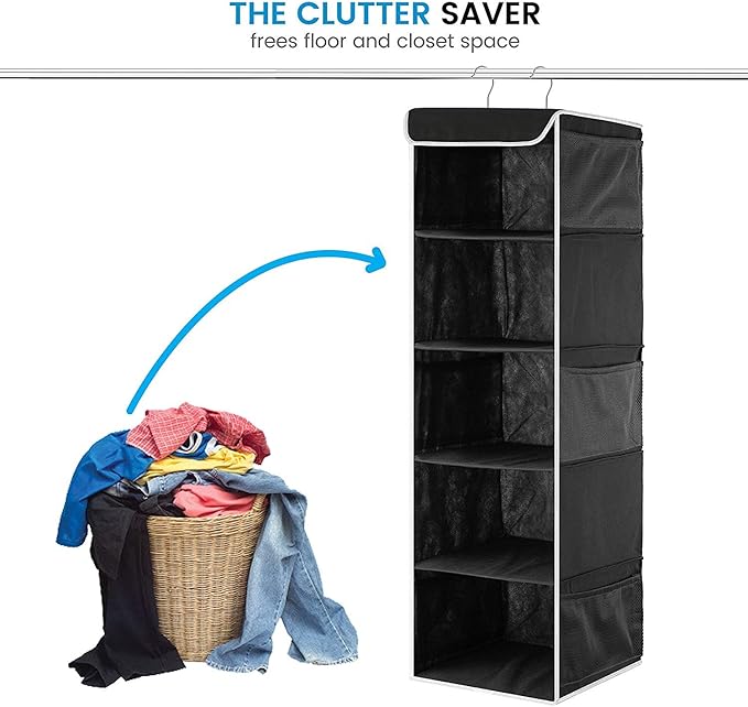 ZOBER Hanging Closet Organizer, 5-Shelf - Image 6
