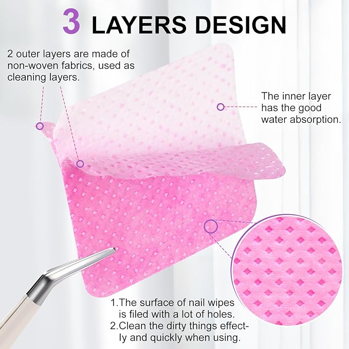400pcs Lint Free Nail Wipes, 1 Pull-Off Pump-Style Bottle Suitable - Image 6