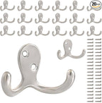 20 Pack Coat Hooks Wall Hooks for Hanging, Heavy Duty Double Prong Metal Hook by CBWLWJ