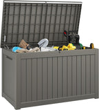 Outdoor Storage Box, Resin Deck Boxes Indoor and outdoor, Waterproof Storage Box Lockable Lid (Grey,270 Gallon) by NBYSGO